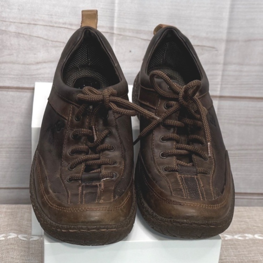 Born Mens Brown Leather Lace Up Walking Shoes Casual Oxfords Low Top